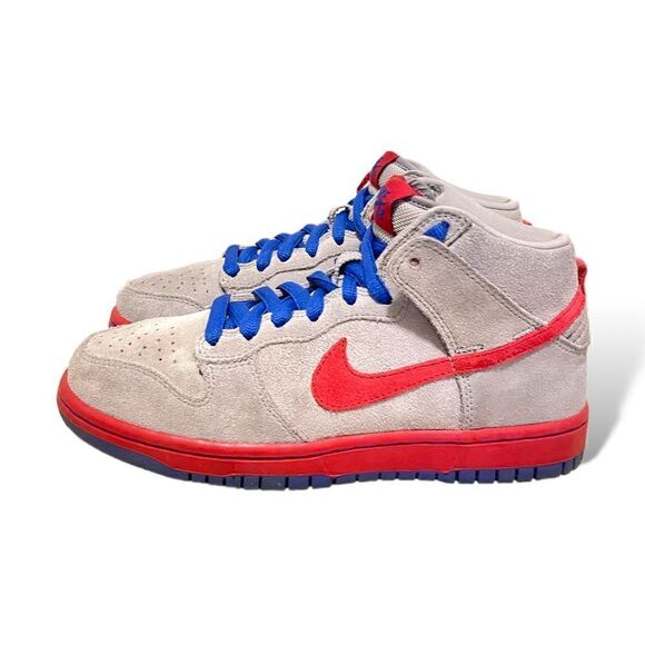 Nike SB Dunk High Medium Grey Varsity Red Old Royal - Picture 10 of 12